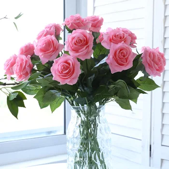 10 Kos Simulacije Vlažilne Dvignila Umetno Cvetje Doma Dekoracijo Poroke Nevesta Ponaredek Cvetje Ročno Občutek Pravi Dotik Vrtnice