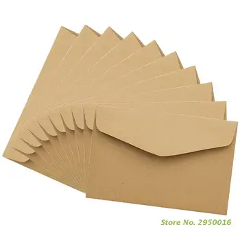 10PCS Klasične Kraft papir, Kraft Papir Ovojnice Prazno Mini Papir Okno Ovojnice Poročno Vabilo Ovojnice Darilne Ovojnice