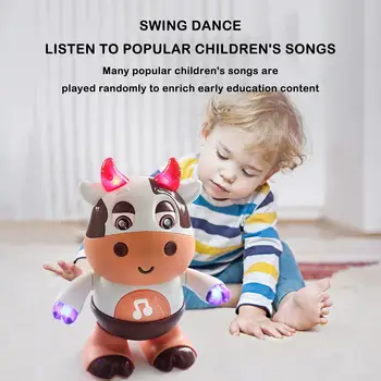 14 Pesmi, Ples Robot Krava Otroške Igrače, Električni Zvok Krava Božič Interrecative Glasba Otrok Malčka Starš-otrok Igrače Svetlobe G V1R8 Slike 3
