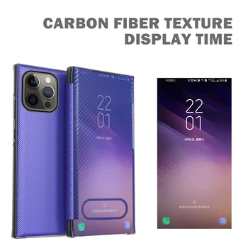 2021 Nova barva Ogljikovih Vlaken Flip Mirror Primeru Telefon Za Xiaomi 10TPro POCO X3 M3 NFC Za Redmi Opomba 10 9 Pro 9S Pokrov