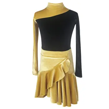 2021 Novo Latinsko Plesno Obleko Jeseni, Pozimi Dolg Rokav Dekleta Plesne Prakse Oblačila Žamet Uspešnosti Oblačila, Ki Slike 4