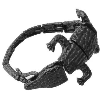 50mm Osebnost Design Nerjaveče Jeklo Črna Krokodil Hlačnice Bangle Punk Moške Fant Litje Zapestnice Nakit Božično Darilo Slike 1