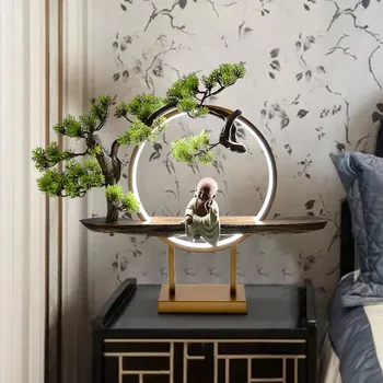 Aluminijasti obroč Zen okraske Ustvarjalne namizne svetilke v Dnevni sobi doma fortune Čaj slovesnosti dekorativni namizne svetilke