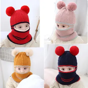 Baby klobuki jesen in zimo, fantje in dekleta baby klobuki volne klobuki otrok pletene ušesa klobuki plus žamet zadebelitev