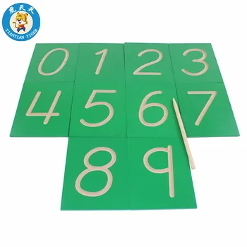 Baby Montessori Začetku Izobraževalne Igrače Za Predšolsko Usposabljanje, Učenje Votlih Numbrellas Groove Število Lesenih Kartice Od 0-9 Slike 0