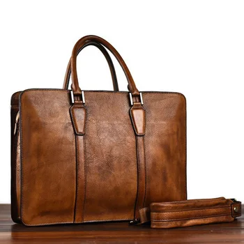letnik visoke kakovosti pravega usnja za moške aktovko poslovni prenosni torbici luksuzni cowhide urad ramenski messenger vrečke