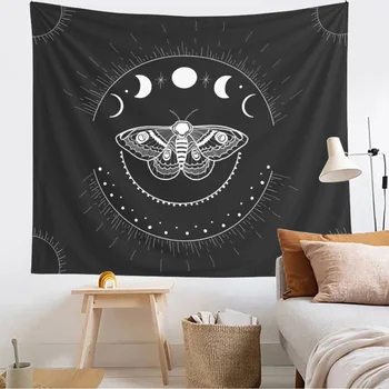 metulj, Luna fazi tapiserija steni visi bohemian gypsy psihedelični tapiz black sun čarovnice vedeževanje tapiserija, dekoracijo