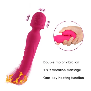 Ogrevanje klitoris Vibratorji za Ženske USB Charge AV Čarobno Palico, Dildo, Vibrator Massager Adult Sex Igrače za Žensko Masturbator