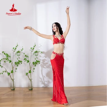 Ples trebuh Uspešnosti Kostum Obleko za Ženske Customzied Višji Modrc+dolgo Krilo 2pcs Orientalski Ples Trebuh Competiton Obleko Slike 2