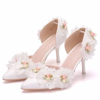Poletje novo opozoril cvet stiletto PU družico poročni čevlji velikosti banket obleko vse-match modo za ženske sandali