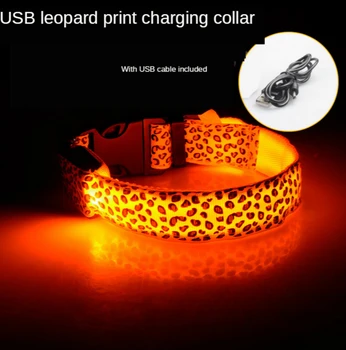 Polnjenje prek kabla USB LED Lučka Sveti Hišne Ovratnik Leopard Anti-Izgubil Pes, Mačka Noč Varnostne Svetlobne Utripa Vodi Nastavljiv Vratu Pasu Slike 2