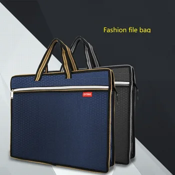 Prenosni A4 datoteke vrečko zadrgo multi-layer poslovni moški ženske torbici aktovko platno urad konferenca vrečko Povečanje velikosti