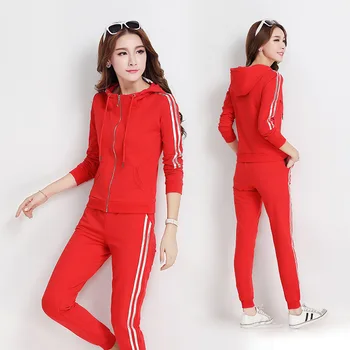 Prosti čas bo ustrezala ženski jeseni korejski Slim tanek hooded dolgo sleeved šport barva moda obleko dveh sklopov Slike 0