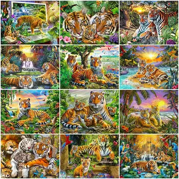 Royal Skrivnost Diamond Vezenje Tiger 5D Diamond Slikarstvo Celoten Kvadratni Krog Vaja Živali Mozaik Nosorogovo Slike Doma Dekor