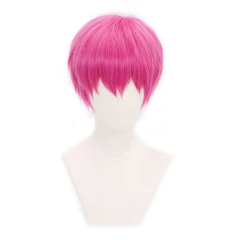 Saiki Kusuo-Peluca de pelo sintético rosa par cosplay, estilo desastroso, Vida de Psi Saiki K.