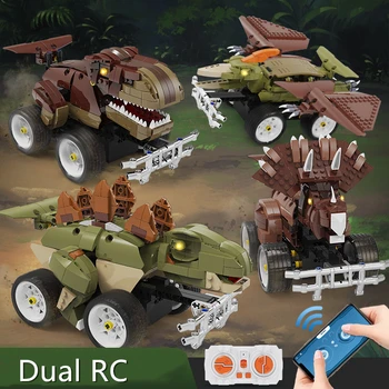Sestavljeni Dinozaver Igrače Dino Avto Dvojno RC App Pare Programskih gradnikov Živali Model Otroci Igrače za Fante, Otroci Darila Slike 2