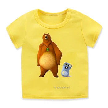 Sunshine Grizzly Bear Risanka Tiskanja Fantje/dekleta Univerzalno T-shirt Smešno Otroci Tshirt Lepe Poletne Otroci Barve Kratek sleeved Majica s kratkimi rokavi