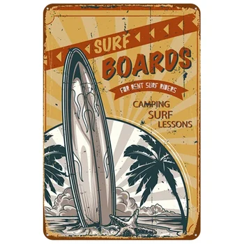 Surf Deske Kampiranje Surf Lekcij Kovinski Tin Prijavite 8x12 Palčni Retro Dom, Kuhinjo, Spalnico, dnevno Sobo Bar Pub Stenski Dekor