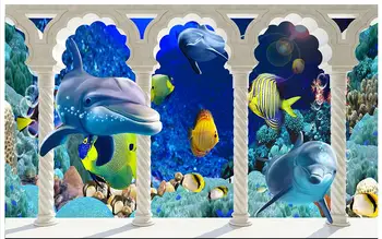 Visoka Kakovost Vroče Prodaje Novih meri 3d ozadje freske 3 d stebrov podvodni svet nastavitev TELEVIZORJA stenski okras sliko stenski dekor