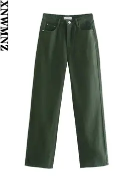XNWMNZ Ženske dolge jeans, Moda visoko pasu loose kavbojke Ženske ravne noge hlače boot cut-jeans zip letenje vrh gumb hlače