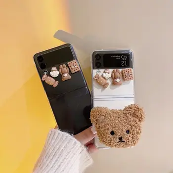 Za Samsung Galaxy Ž Flip 3 Primeru F7110 Primeru ForPlush piškotov medved Primeru